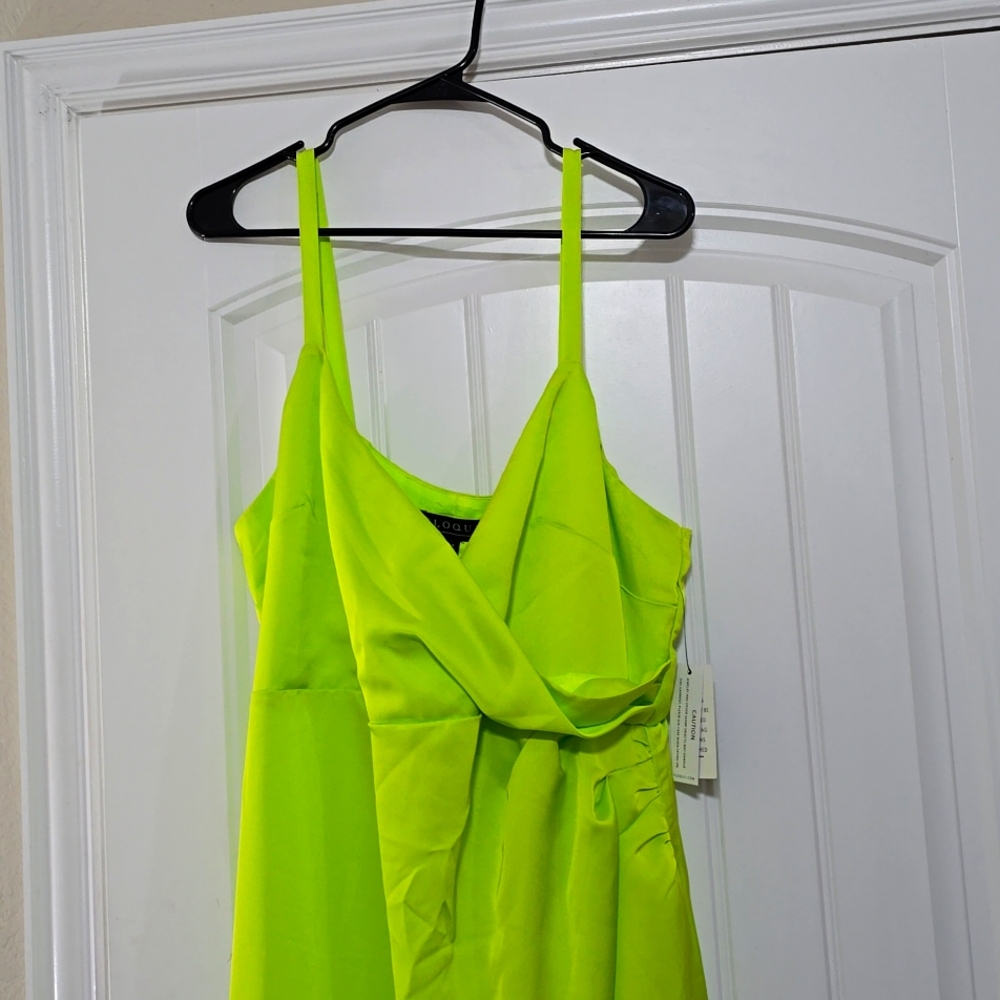 Lime Green Summer Maxi dress with slit.